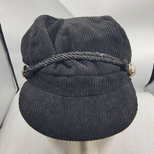 Marcus Adler New York Womens NewsBoy Hat Cap Black Corduroy Casual Walking